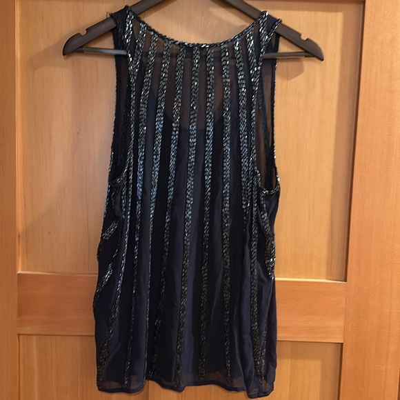 Beaded 20’s style tank top in dark navy - Picture 3 of 3